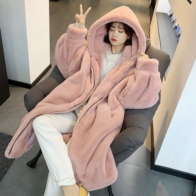 Women's Winter Loose Large Size Imitation Mink Plush Fur Coat