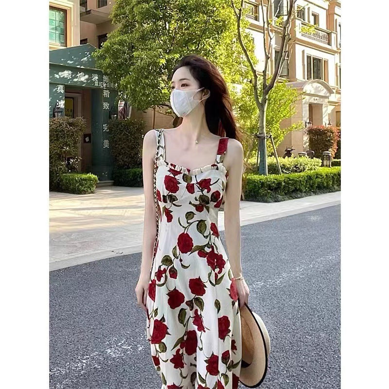 Ladies Suspender Dress Tea Break Rose