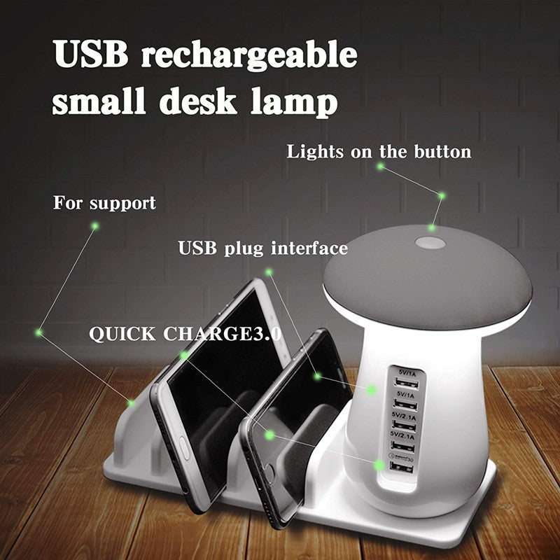 2 in 1 Multifunction Mushroom Lamp LED Lamp Holder USB Charger