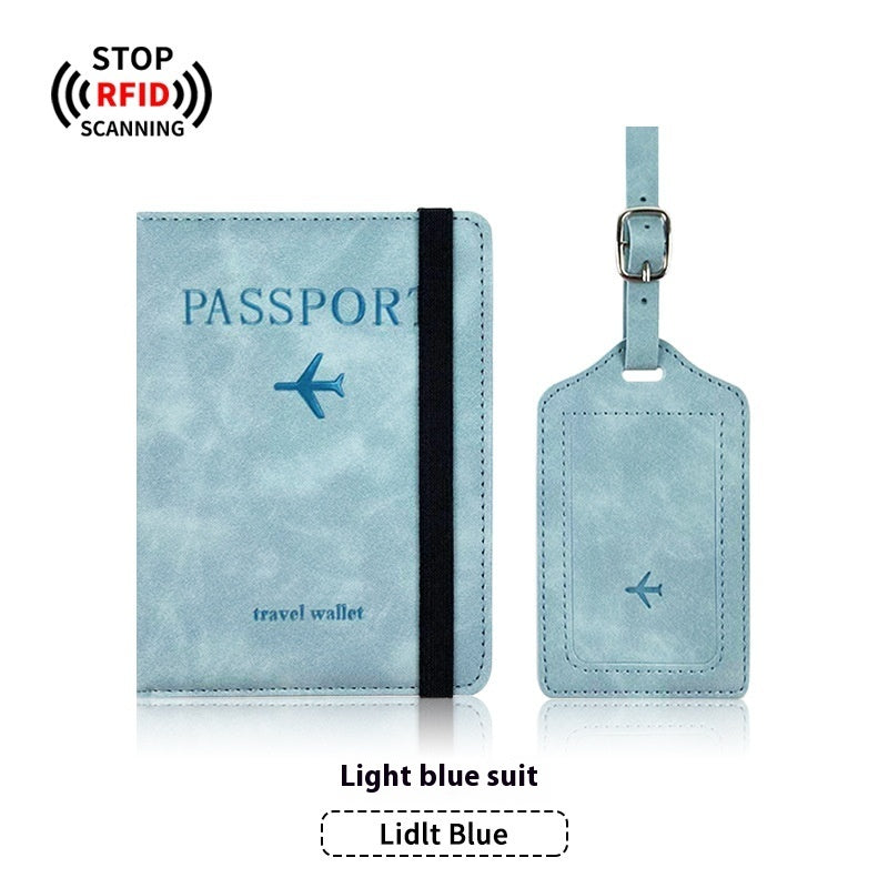 Leather Passport RFID Cover & Luggage Tag Set