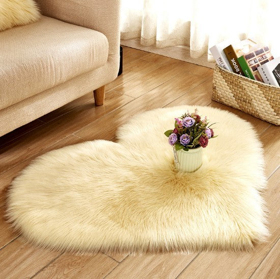 Plush Heart Shaped Carpet Non-Slip Mat Fluffy Rug