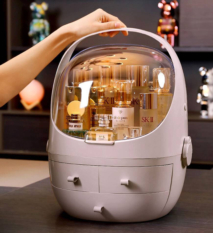 Cosmetic Storage Waterproof Dust Proof Storage Fully Open Lid