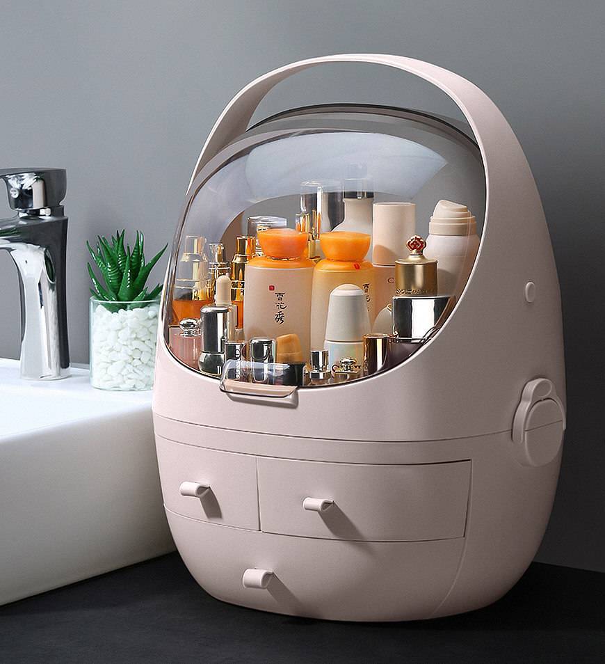 Cosmetic Storage Waterproof Dust Proof Storage Fully Open Lid