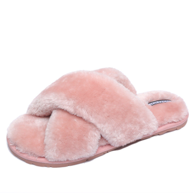 Open-toe Fur Slipper