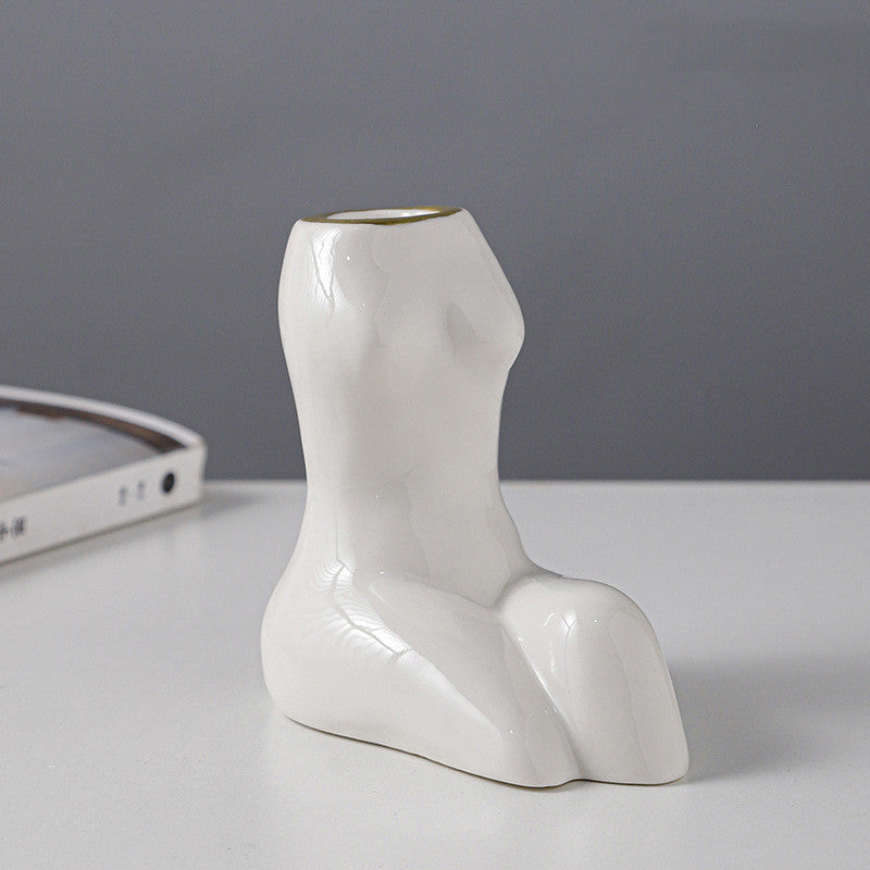 Creative Body Art White Candle Cup Hotel Desktop Simple Ceramic Ornaments