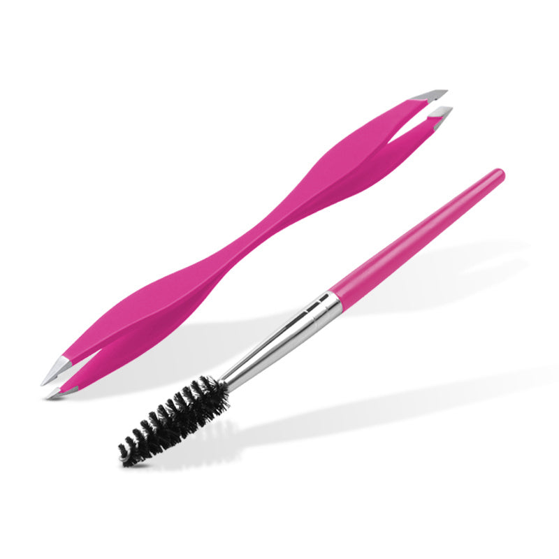 Dual-Edge Eyebrow Tweezer and Brush Set