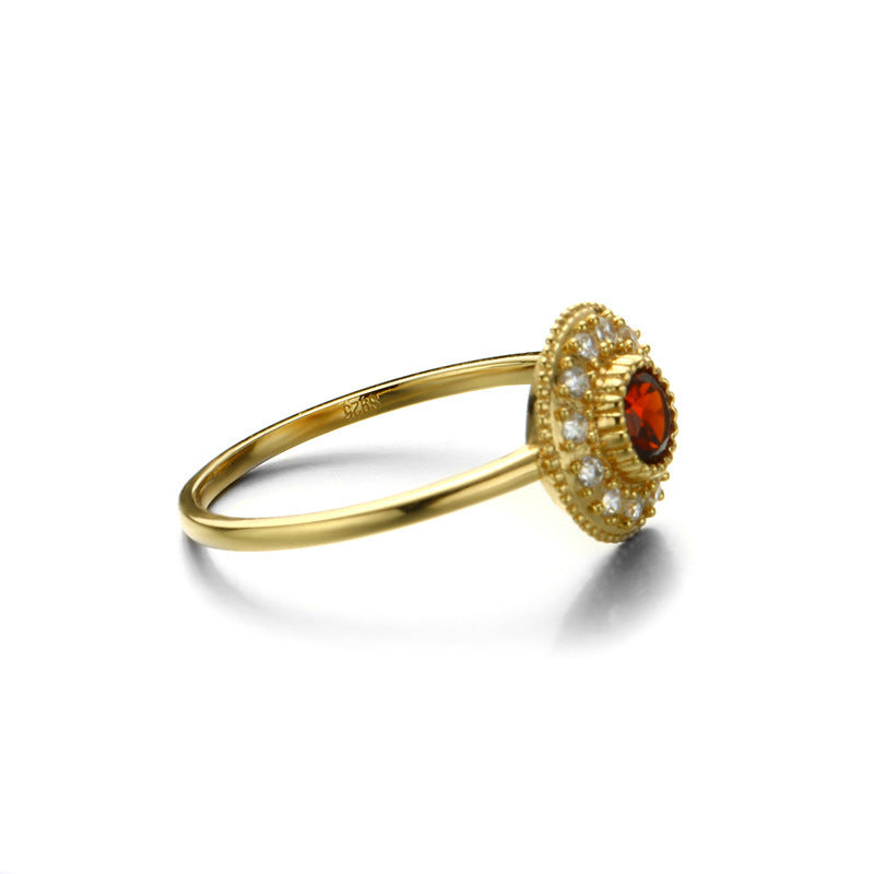 Natural garnet compass ring