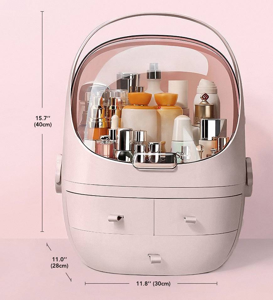 Cosmetic Storage Waterproof Dust Proof Storage Fully Open Lid