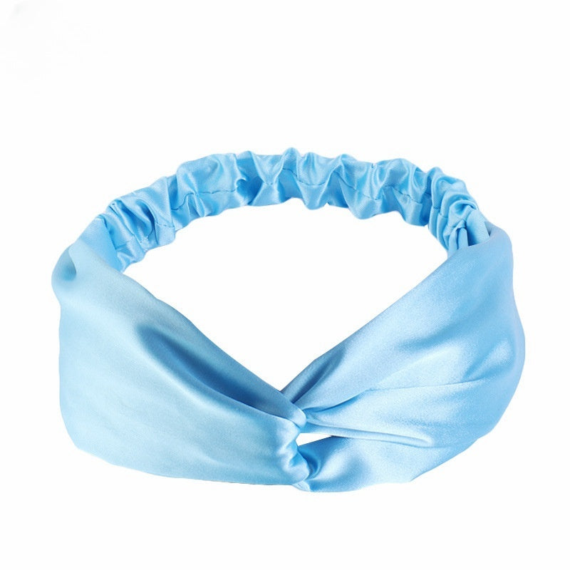 Artificial Silk Cross Headband Hair Band Hair Care Cover Elastic Satin Headband