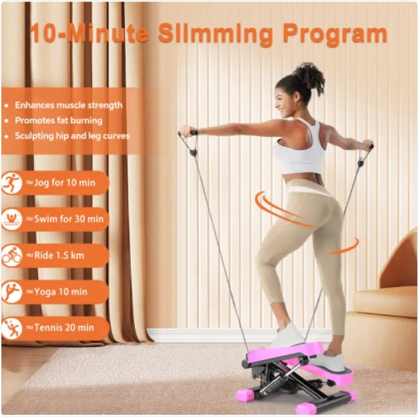 CD Monitor Downloads Home Office Exercise 330LBS Capacity Mini Stepper With Resistance Bands And LCD Monitor