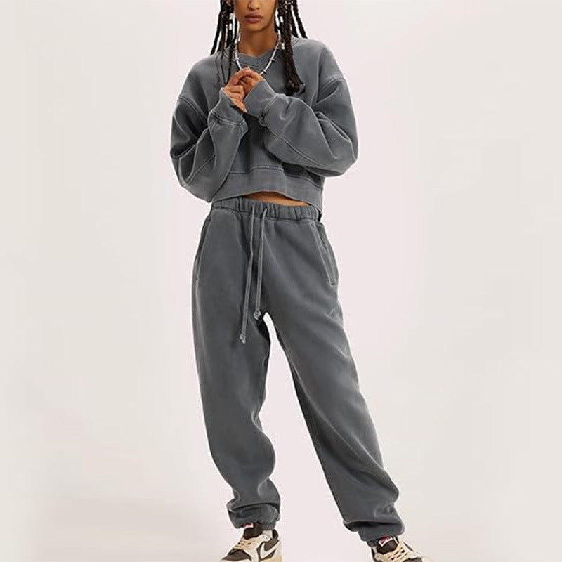 2pc Long-sleeve Sweatshirt and Sweatpants Set