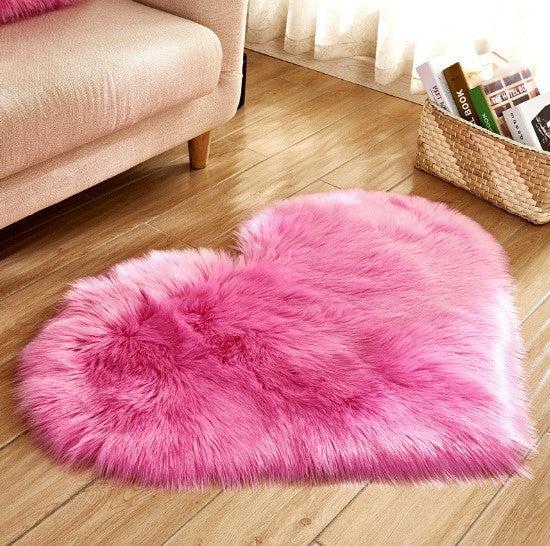 Plush Heart Shaped Carpet Non-Slip Mat Fluffy Rug