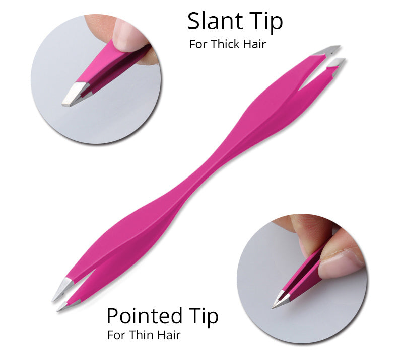 Dual-Edge Eyebrow Tweezer and Brush Set