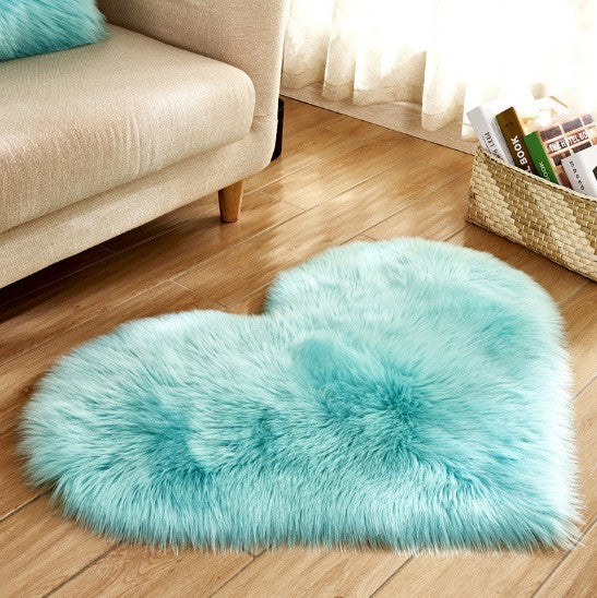 Plush Heart Shaped Carpet Non-Slip Mat Fluffy Rug