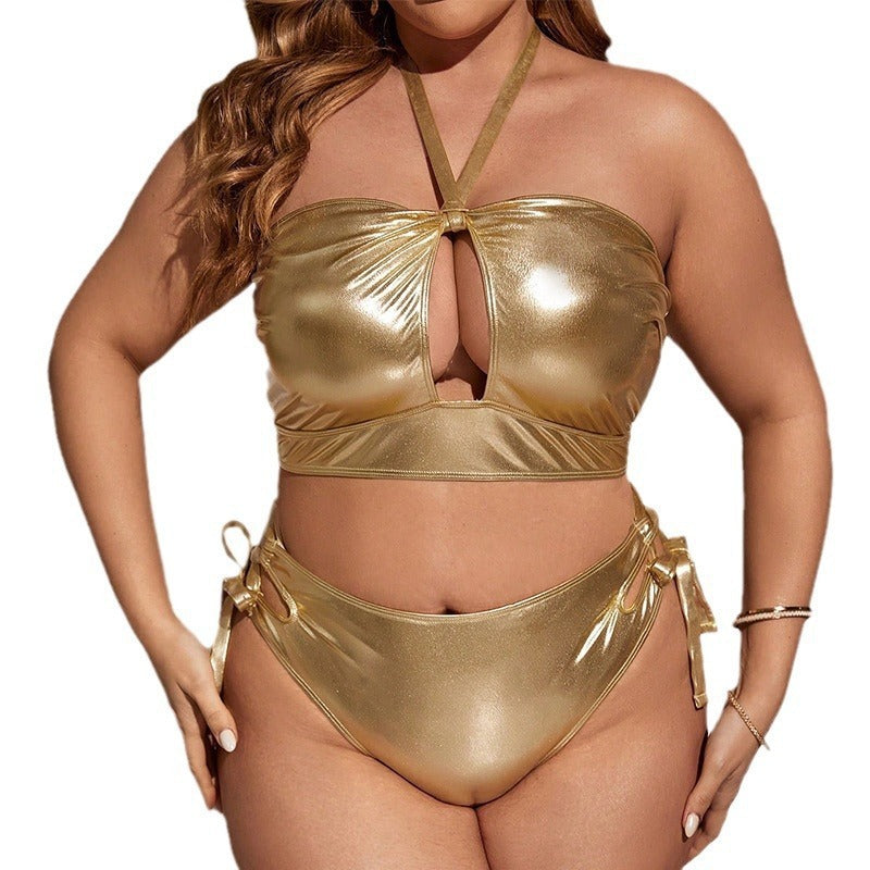Halter Split Plus Size Swimsuit For Women