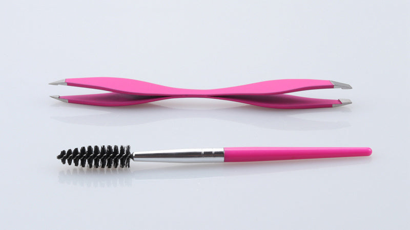 Dual-Edge Eyebrow Tweezer and Brush Set