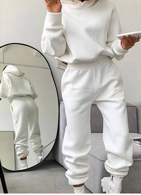 Hooded Sexy Sweater Solid Color Navel Suit Women's Clothing