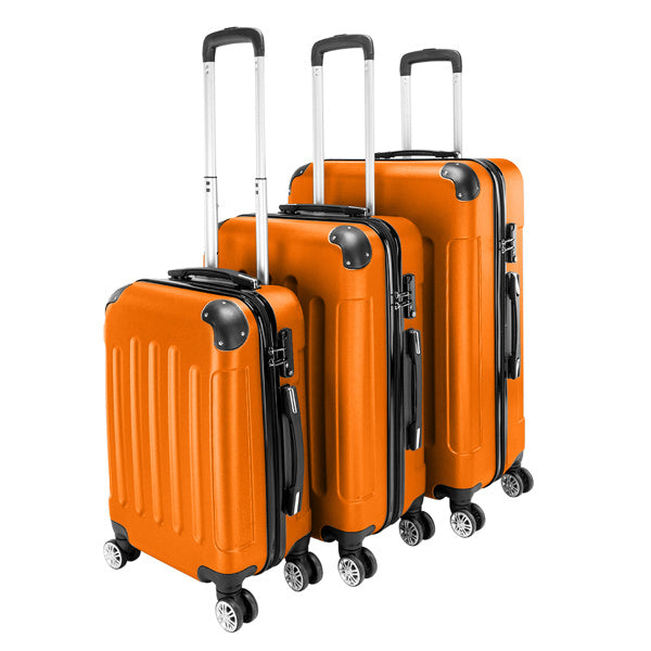 3-in-1 Hard Case Suitcase Luggage Set 20 Inches, 24 Inches, 28 Inches Orange