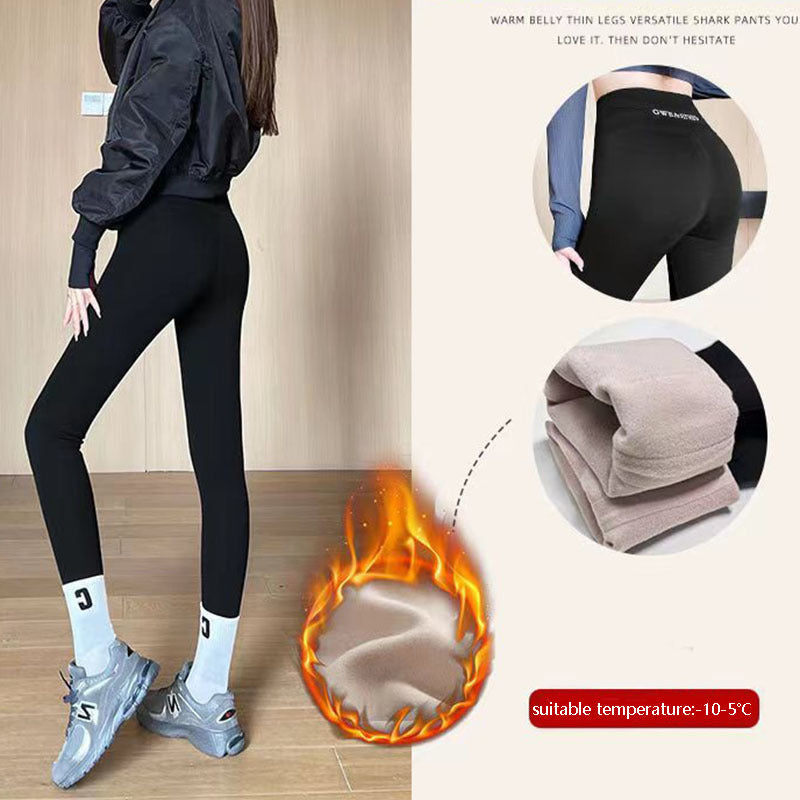 Fleece Lined Leggings Winter -20 To 5 Shark Pants For Women High Waist Tight Skinny Tummy Control Buttocks Slimming Yoga Pants