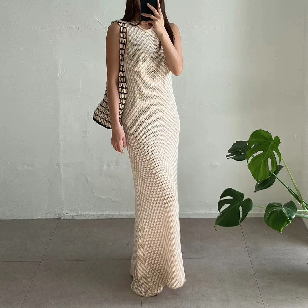 Korean Summer New Striped Slim Fit Elegant Temperament Lunch Break Dress