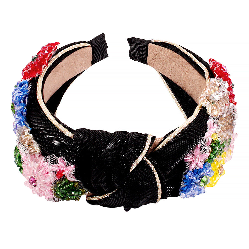 Colorful floral knotted temperament headband
