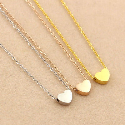 Electroplating 18K rose gold Valentine girlfriend love heart-shaped Rose Gold Pendant Necklace titanium collar