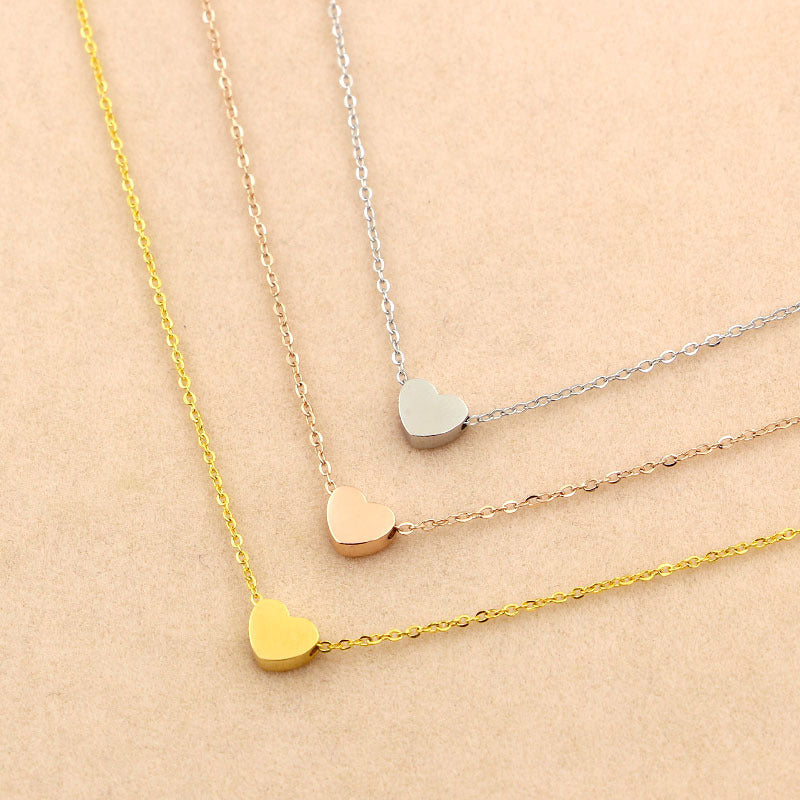 Electroplating 18K rose gold Valentine girlfriend love heart-shaped Rose Gold Pendant Necklace titanium collar