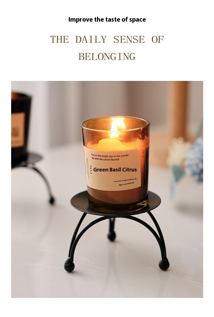 European-style Round Black And Golden Aromatherapy Candle Special Tray