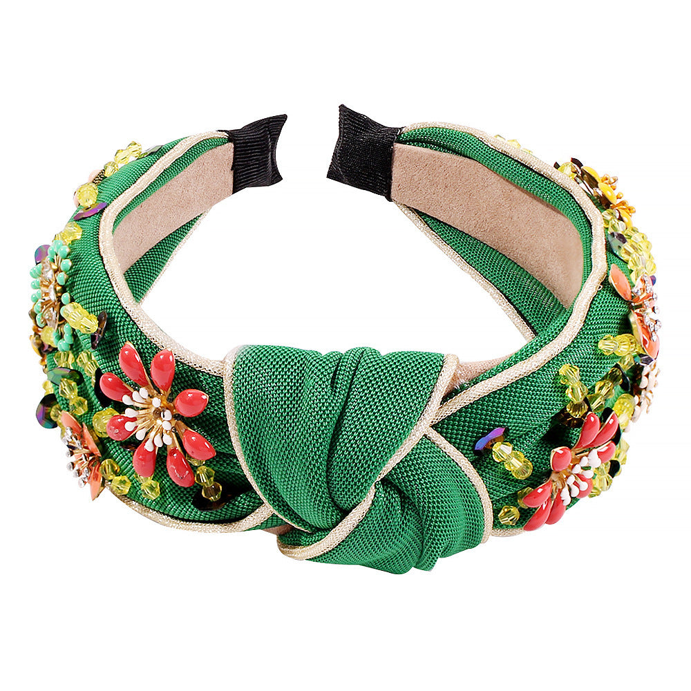 Colorful floral knotted temperament headband