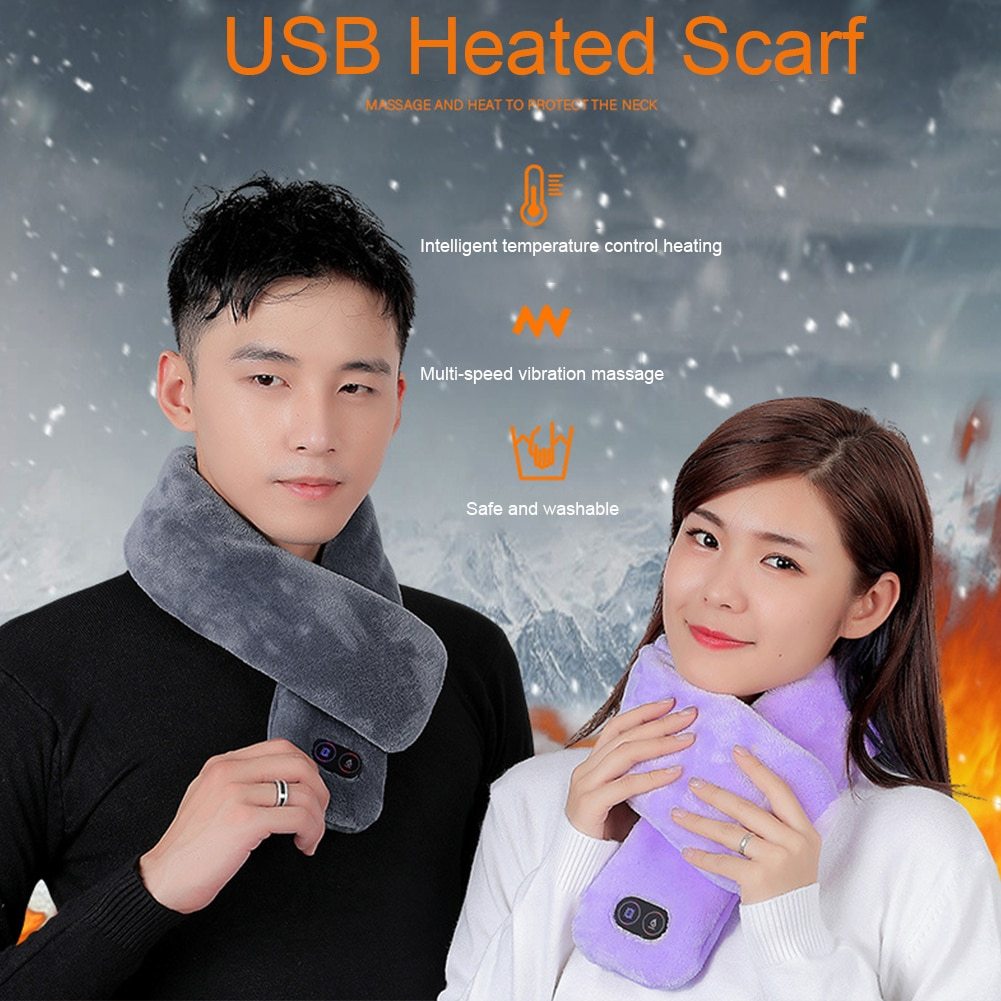 USB Heated Neck Wrap Warm Heat Therapy Temperature Control Shoulder Neck Scarf