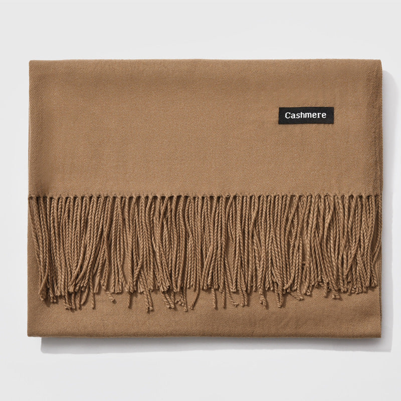 Autumn and winter fringed cashmere scarf