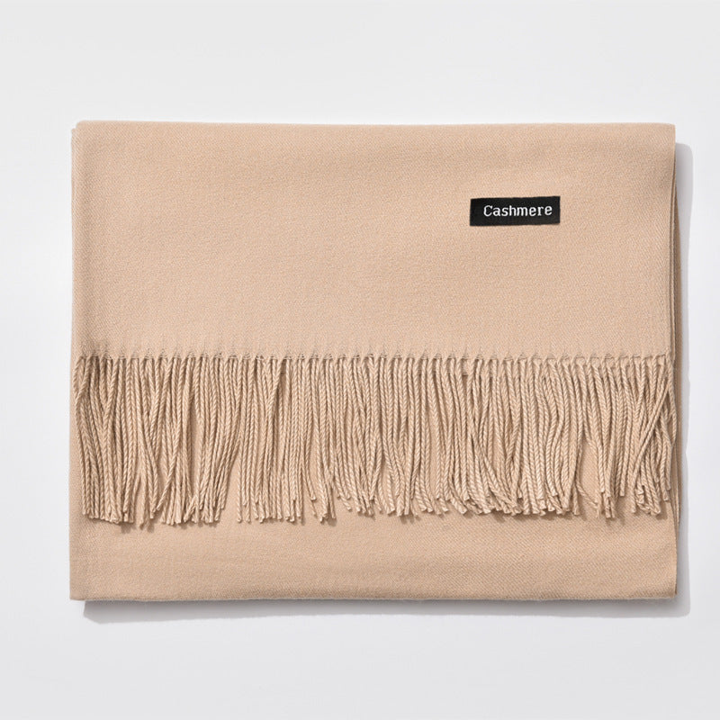Autumn and winter fringed cashmere scarf
