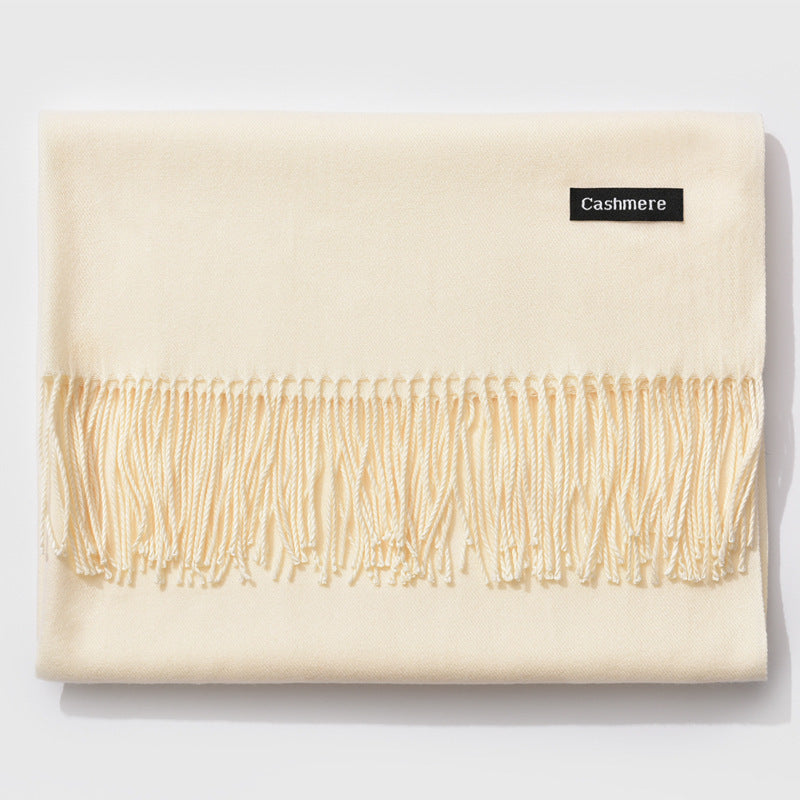 Autumn and winter fringed cashmere scarf