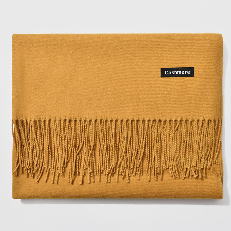 Autumn and winter fringed cashmere scarf