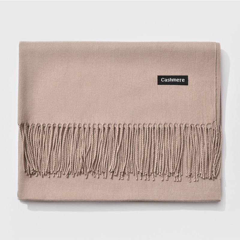 Autumn and winter fringed cashmere scarf