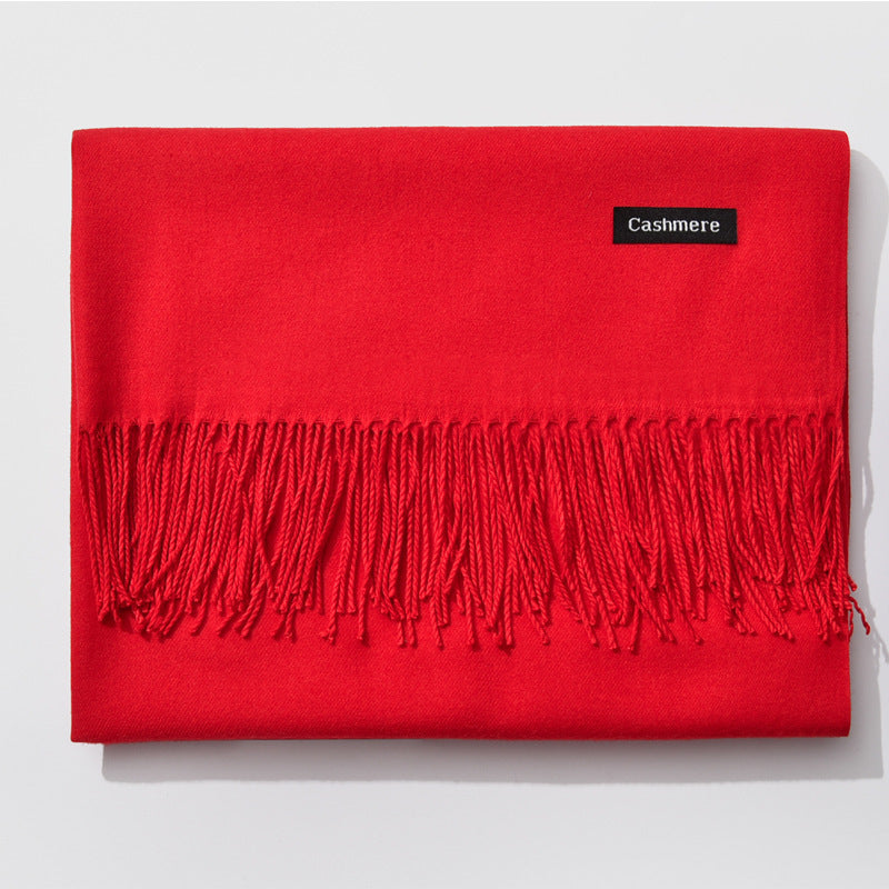 Autumn and winter fringed cashmere scarf