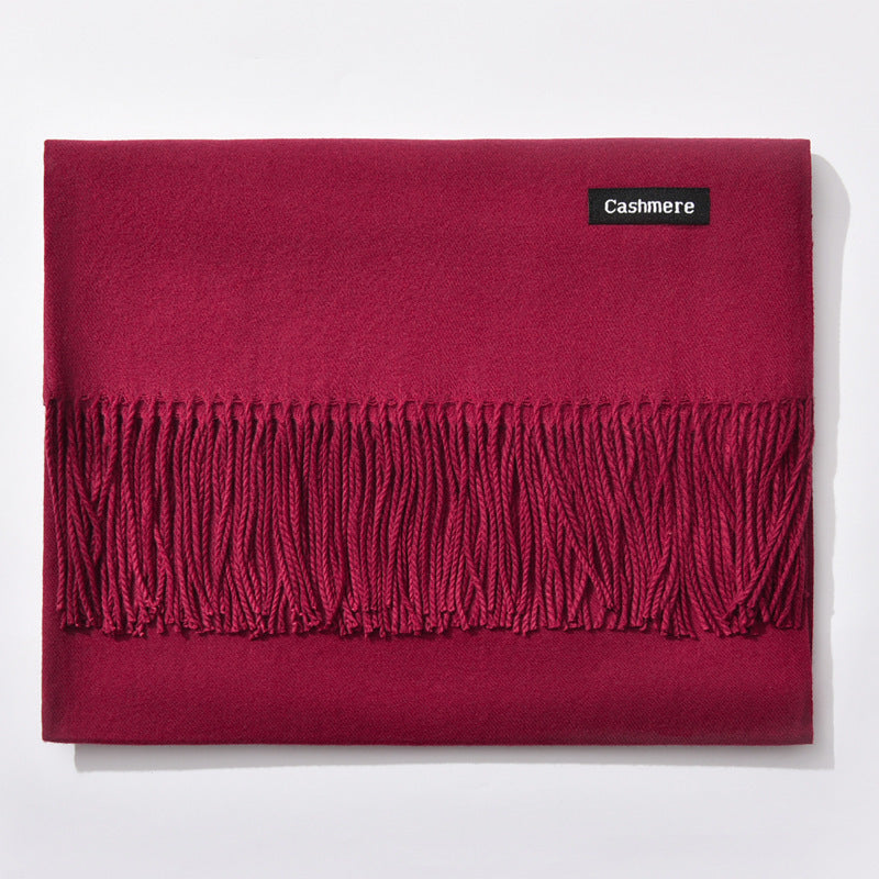 Autumn and winter fringed cashmere scarf
