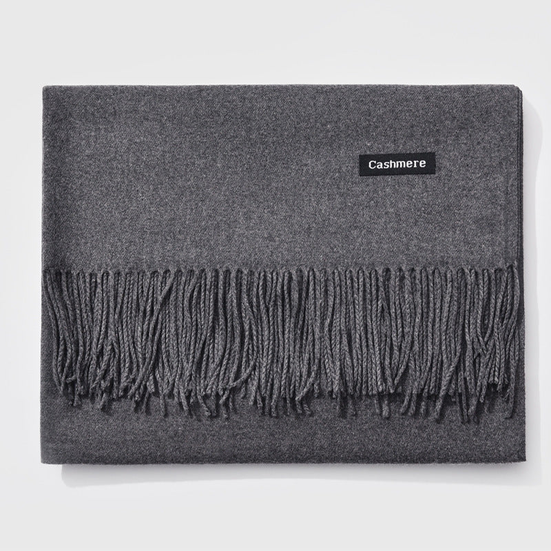 Autumn and winter fringed cashmere scarf