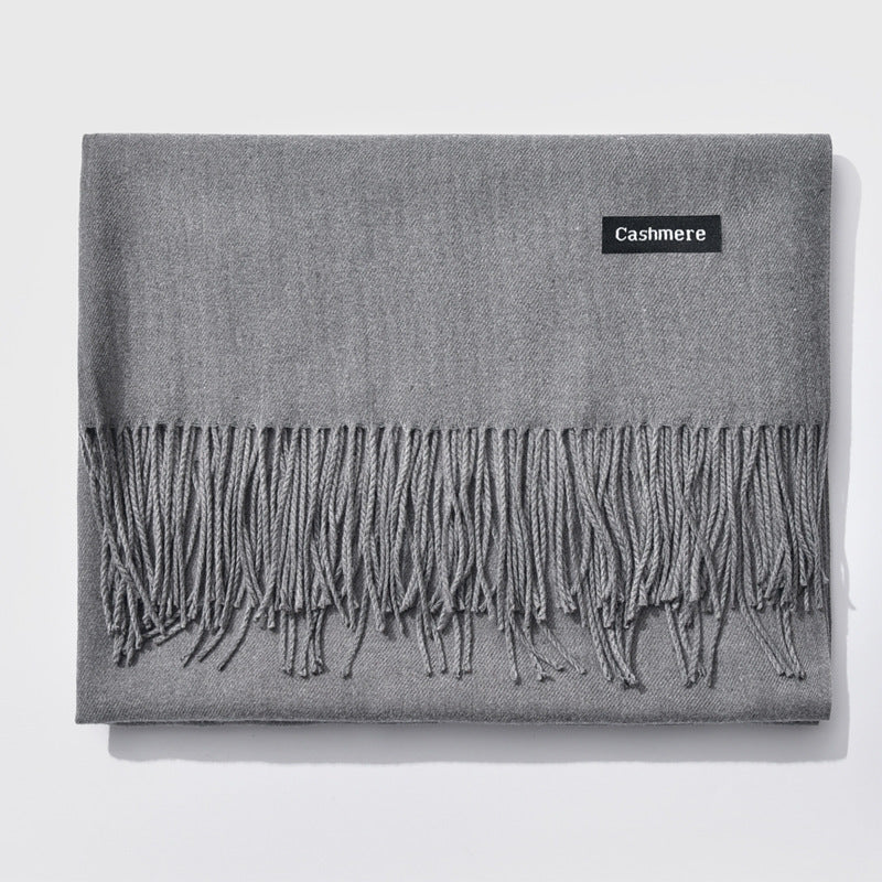 Autumn and winter fringed cashmere scarf