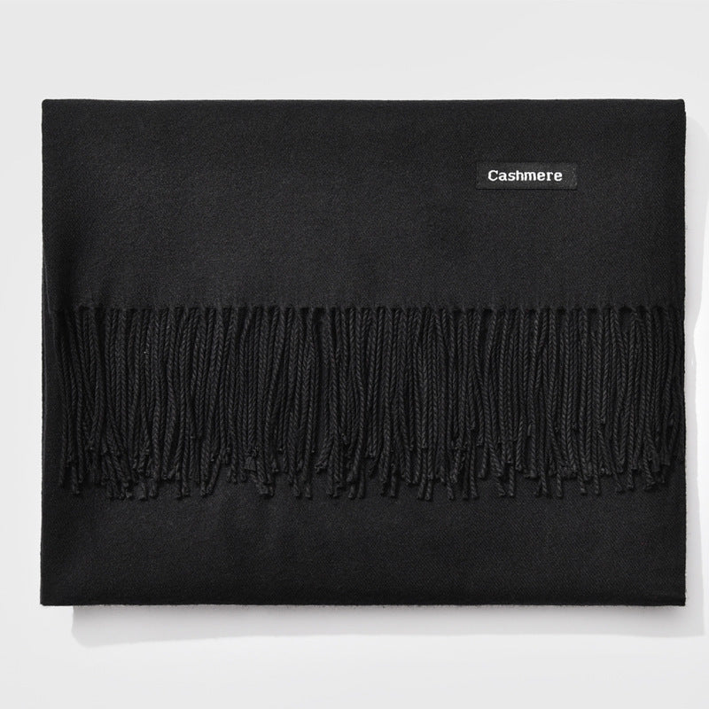 Autumn and winter fringed cashmere scarf