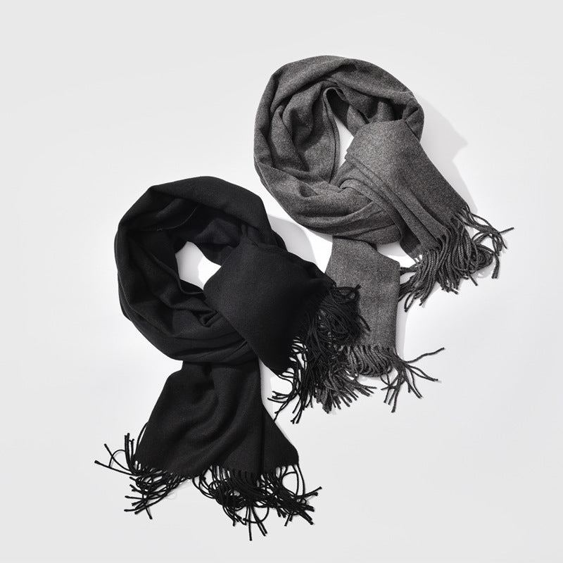 Autumn and winter fringed cashmere scarf
