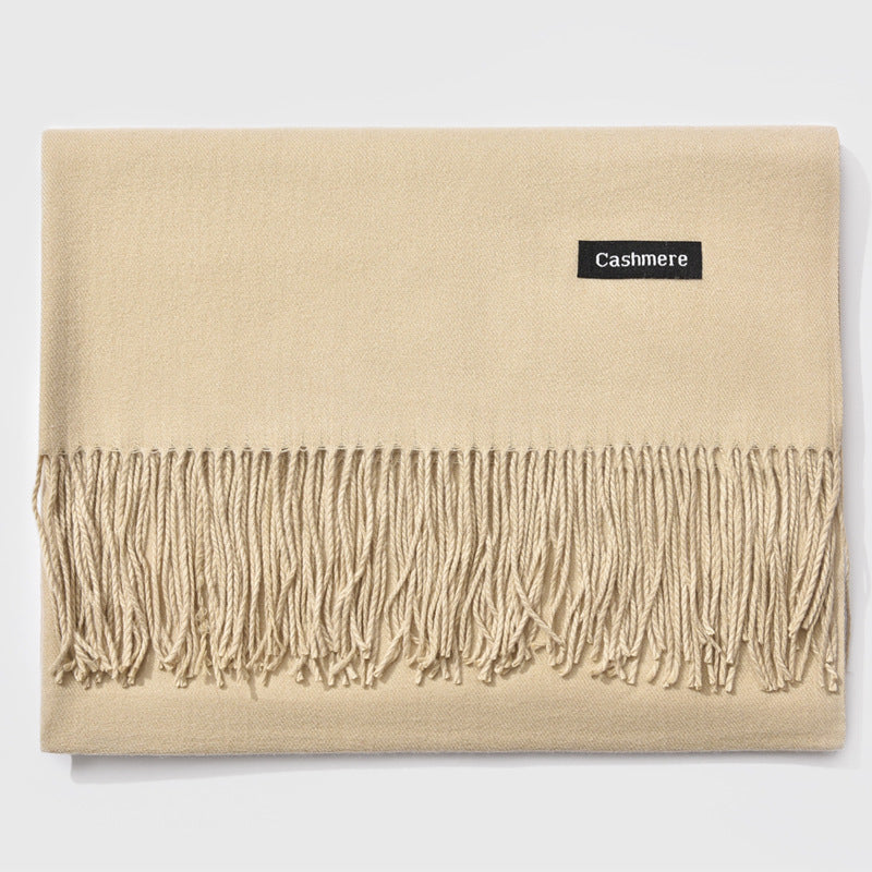 Autumn and winter fringed cashmere scarf