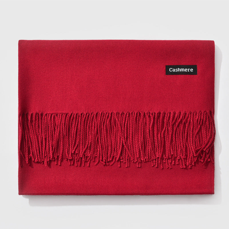 Autumn and winter fringed cashmere scarf
