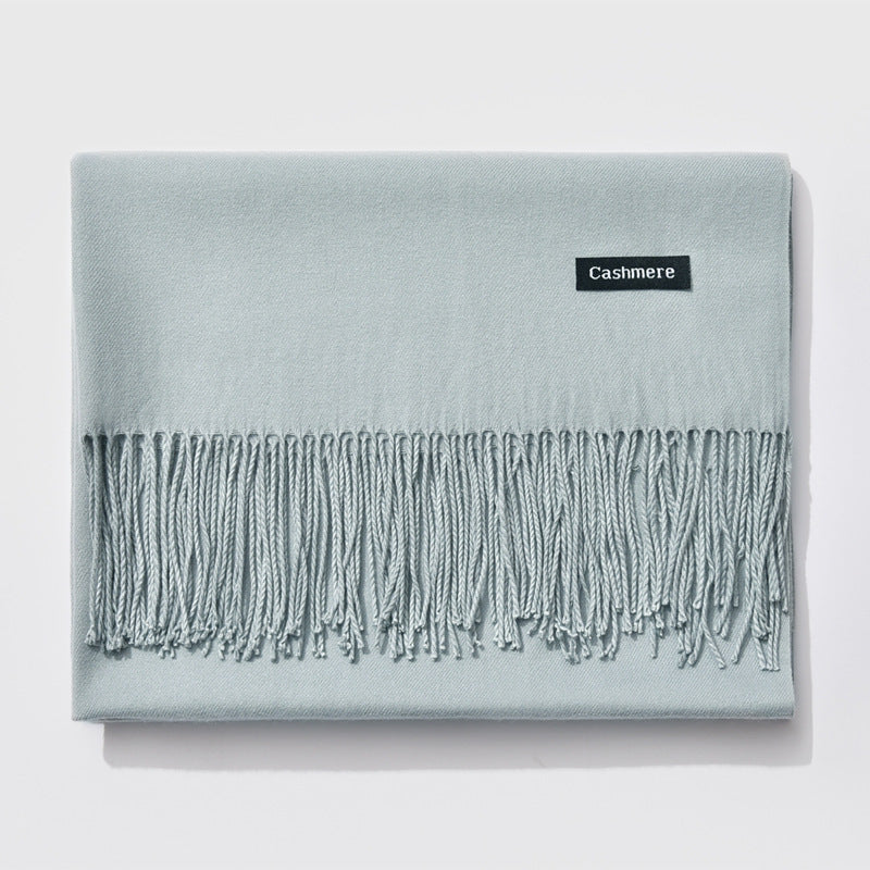 Autumn and winter fringed cashmere scarf
