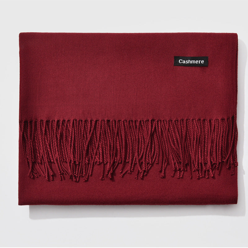 Autumn and winter fringed cashmere scarf