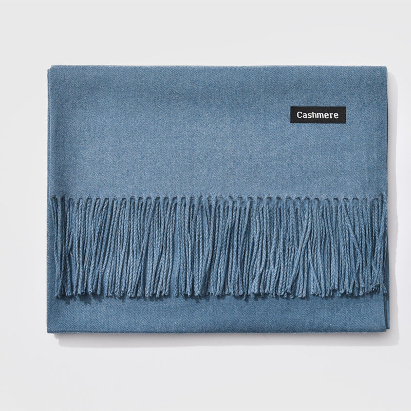 Autumn and winter fringed cashmere scarf