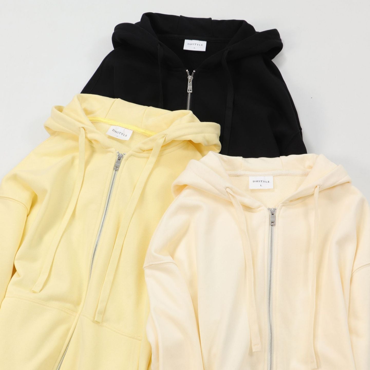 Drop-shoulder Combed Cotton Hooded Zipper Sweatshirt