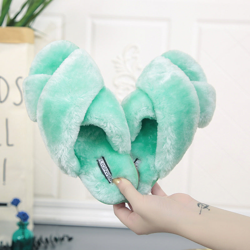 Open-toe Fur Slipper