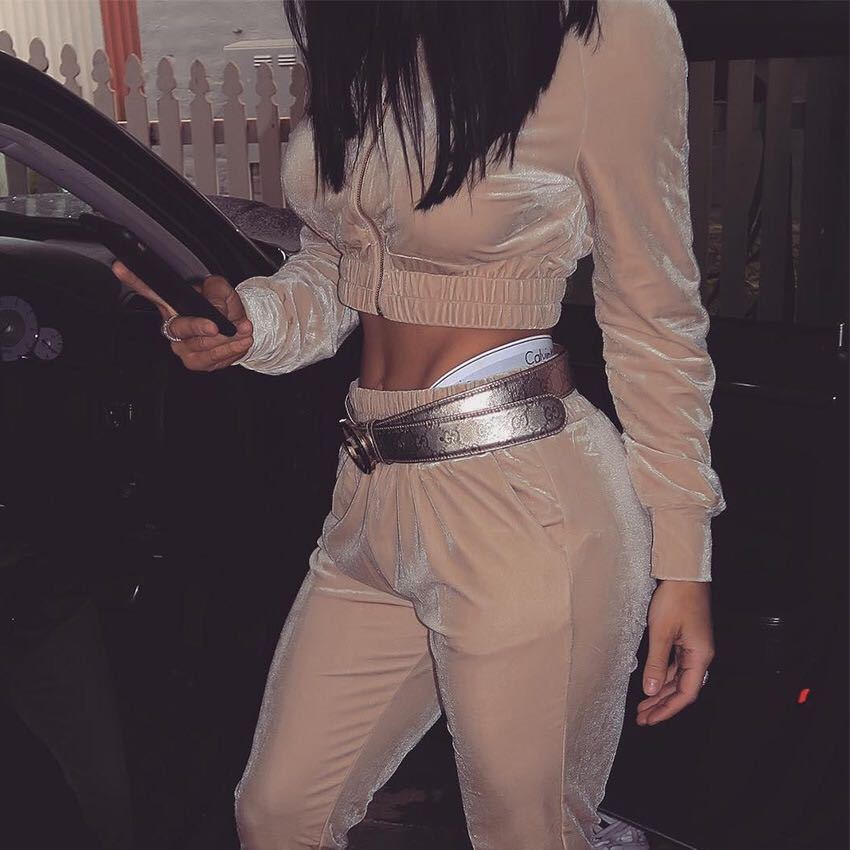 Women's Velvet Crop Jacket and Matching Pants Set