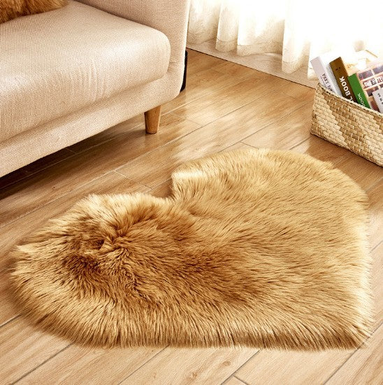 Plush Heart Shaped Carpet Non-Slip Mat Fluffy Rug